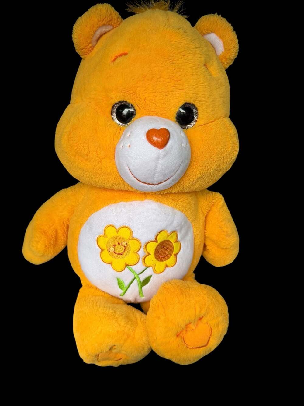 Care Bears Friend Bear Plush Yellow Flower Belly Badge 12 Inch
